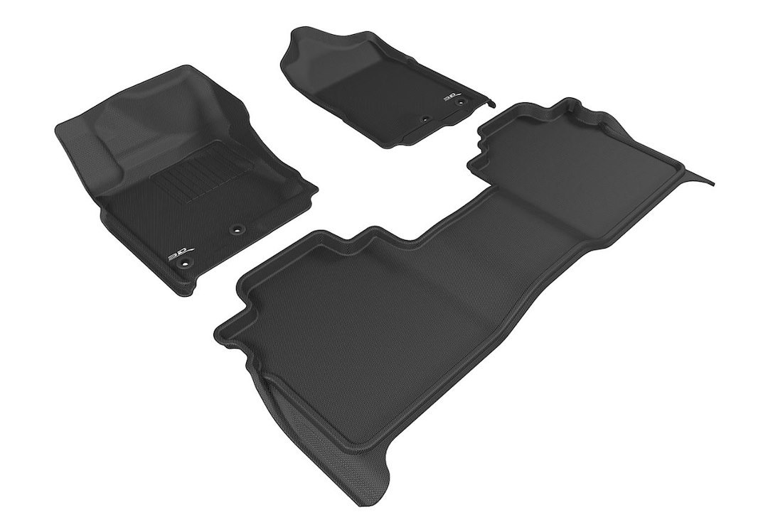 3D MAXpider Floor Liner, Kagu, Custom Fit, Raised Edge, Black, Thermoplastic Rubber of Carbon Fiber Texture, 3 Piece – L1NS08501509