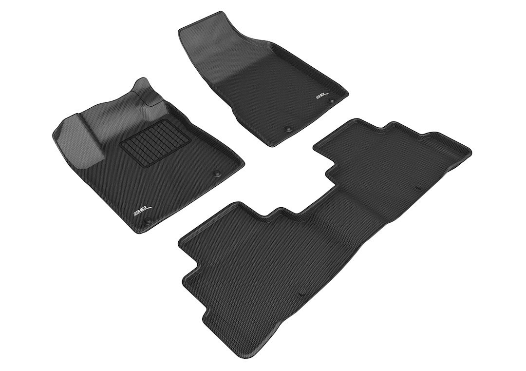 3D MAXpider Floor Liner, Kagu, Custom Fit, Raised Edge, Black, Thermoplastic Rubber of Carbon Fiber Texture, 3 Piece – L1NS12701509