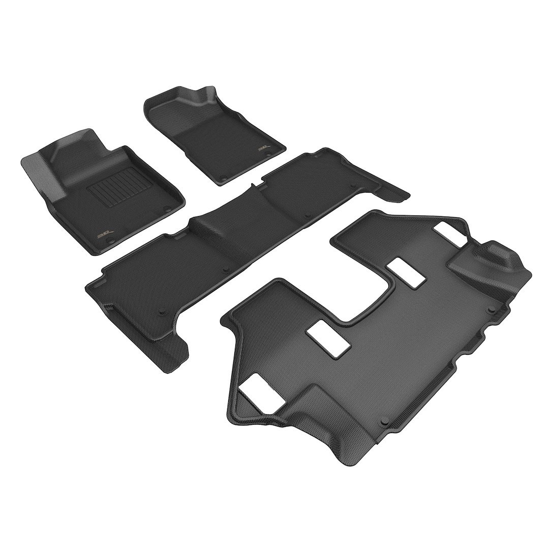 3D MAXpider Floor Liner, Kagu, Custom Fit, Raised Edge, Black, Thermoplastic Rubber of Carbon Fiber Texture, 4 Piece – L1NS14601509