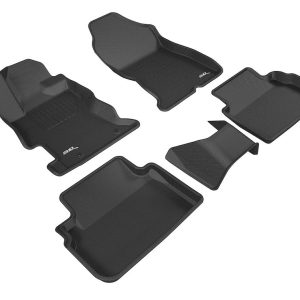 3D MAXpider Floor Liner, Kagu, Custom Fit, Raised Edge, Black, Thermoplastic Rubber of Carbon Fiber Texture, 5 Piece – L1SB02201509