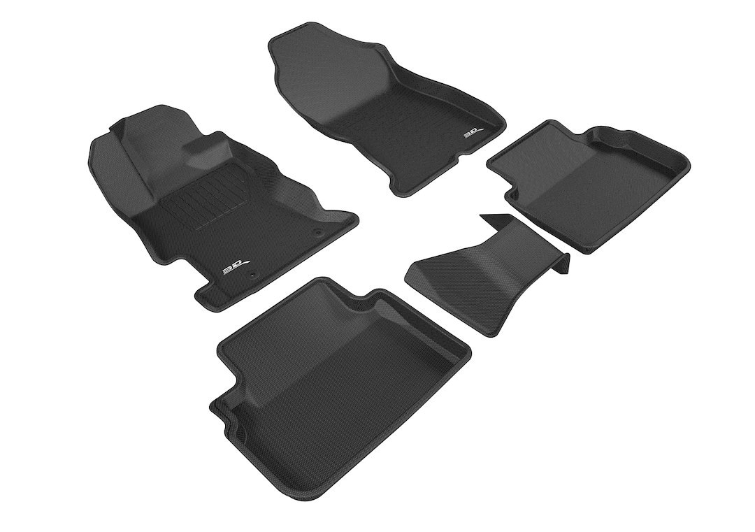 3D MAXpider Floor Liner, Kagu, Custom Fit, Raised Edge, Black, Thermoplastic Rubber of Carbon Fiber Texture, 5 Piece – L1SB02201509