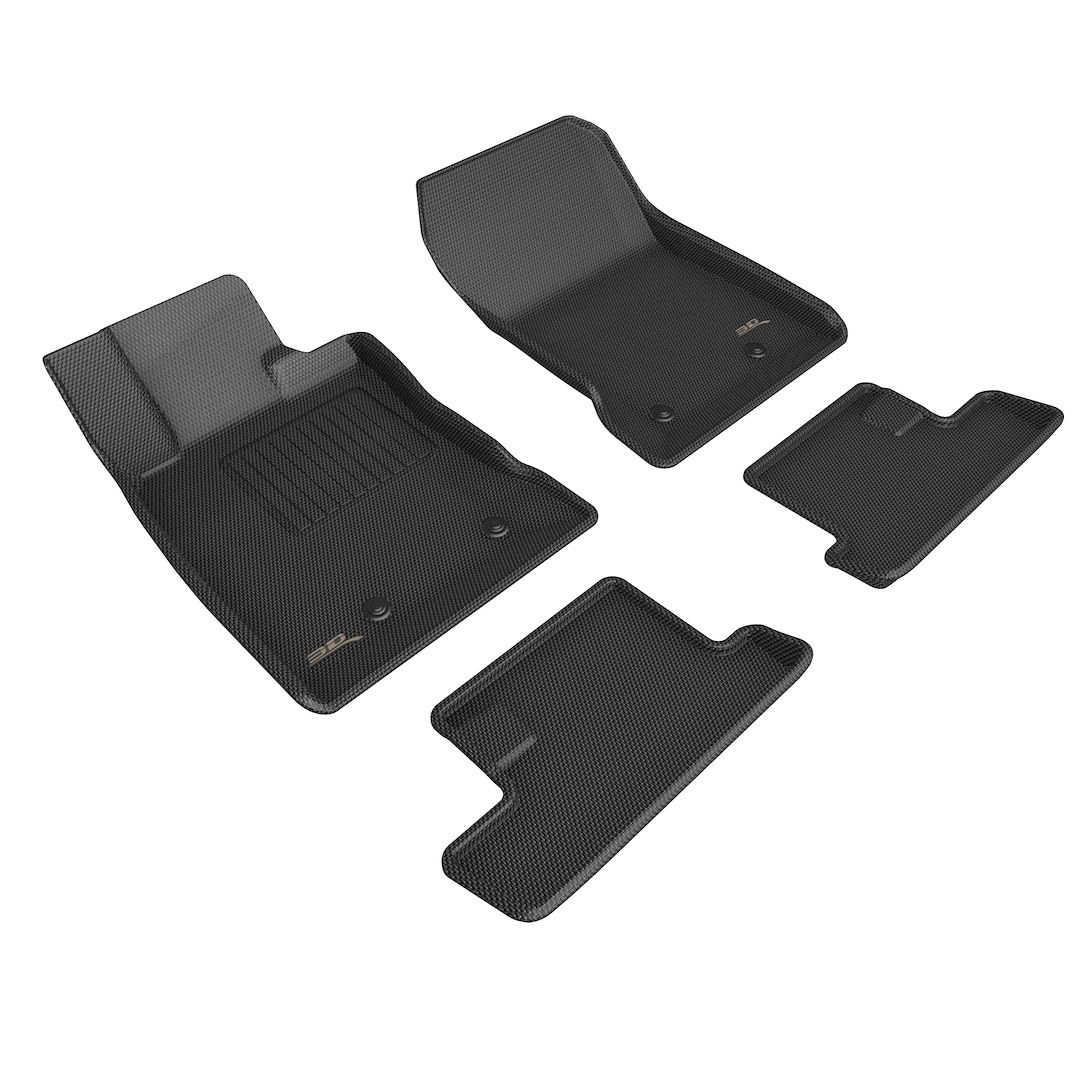 3D MAXpider Floor Liner, Kagu, Custom Fit, Raised Ridge, Black, Thermoplastic Rubber of Carbon Fiber Texture, 4 Piece – L1SB03301509