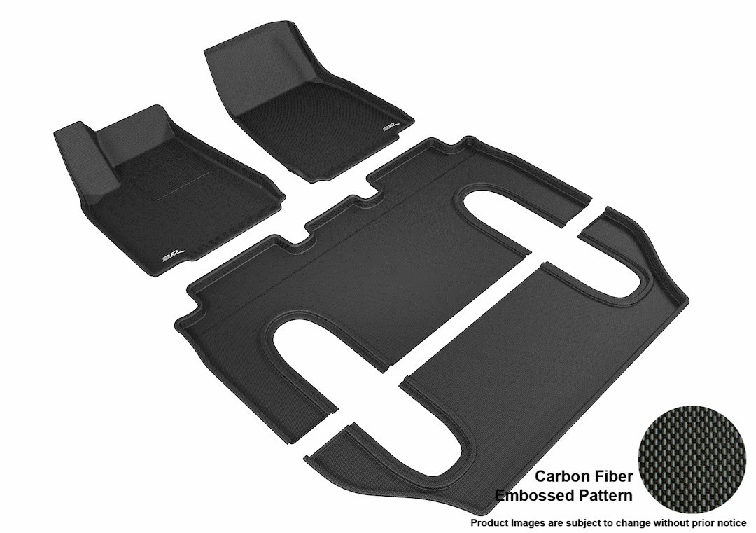 3D MAXpider Floor Liner, Kagu, Custom Fit, Raised Edge, Black, Thermoplastic Rubber of Carbon Fiber Texture, 4 Piece – L1TL00101509