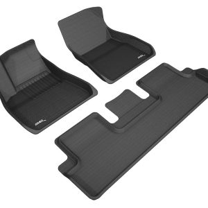 3D MAXpider Floor Liner, Kagu, Custom Fit, Raised Edge, Black, Thermoplastic Rubber of Carbon Fiber Texture, 3 Piece – L1TL00401509