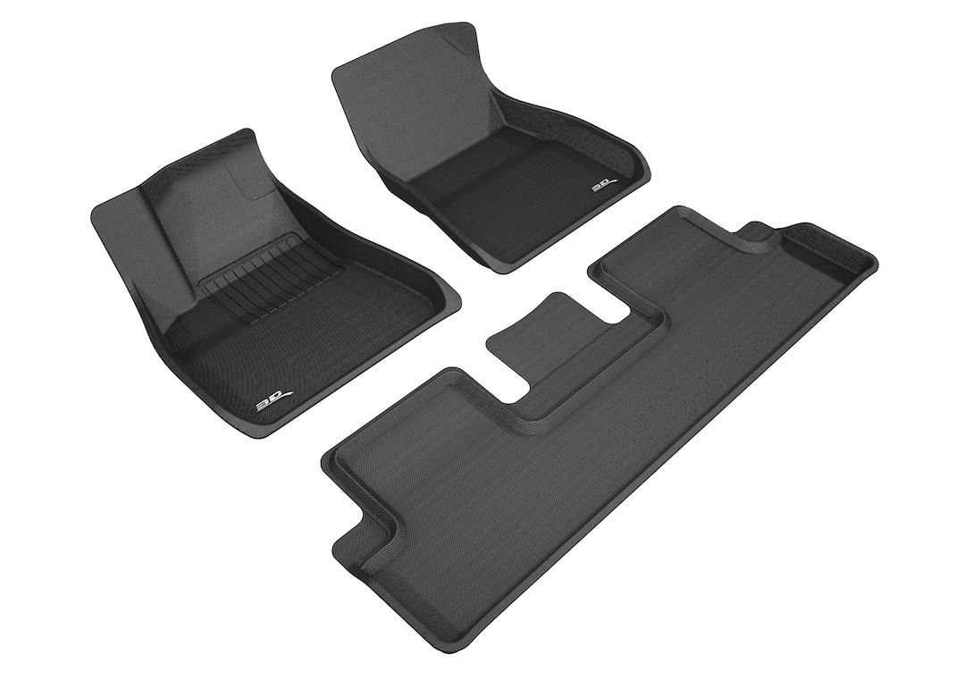 3D MAXpider Floor Liner, Kagu, Custom Fit, Raised Edge, Black, Thermoplastic Rubber of Carbon Fiber Texture, 3 Piece – L1TL00401509