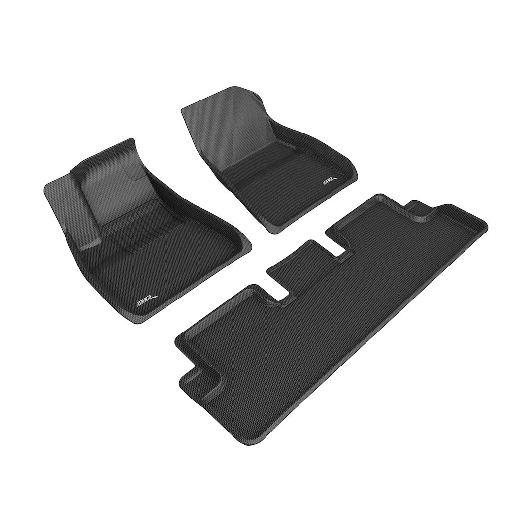 3D MAXpider Floor Liner, Kagu, Black, Custom Fit, Raised Edge, Thermoplastic Rubber of Carbon Fiber Texture, 3 Piece – L1TL02601509