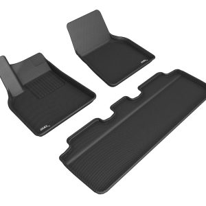 3D MAXpider Floor Liner, Kagu, Custom Fit, Raised Edge, Black, Thermoplastic Rubber of Carbon Fiber Texture, 3 Piece – L1TL02701509