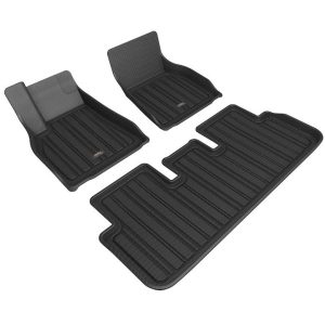 3D MAXpider Floor Liner, Elitect Series, Custom Fit, Raised Edge, Black, Thermoplastic Rubber of Carbon Fiber Texture, 3 Piece – E1TL03801809