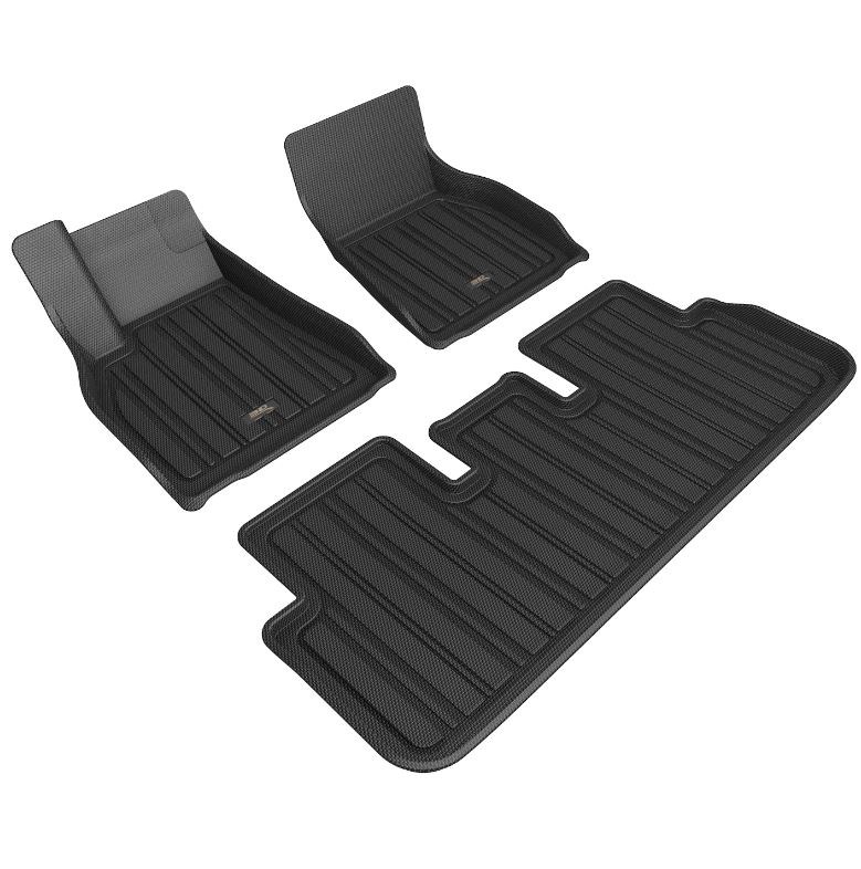 3D MAXpider Floor Liner, Elitect Series, Custom Fit, Raised Edge, Black, Thermoplastic Rubber of Carbon Fiber Texture, 3 Piece – E1TL03801809