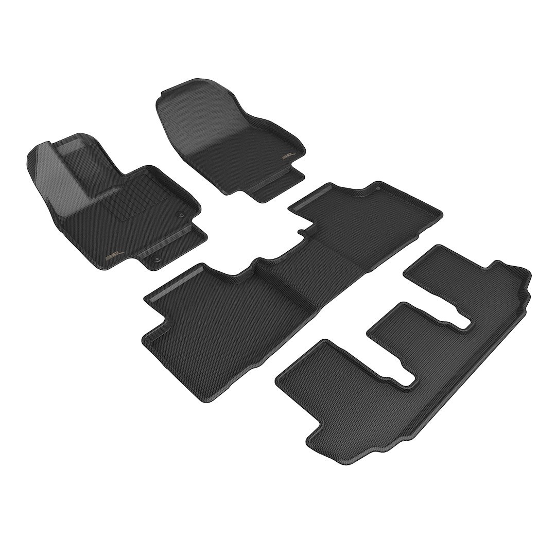 3D MAXpider Floor Liner, Kagu, Custom Fit, Raised Ridge, Black, Thermoplastic Rubber of Carbon Fiber Texture, 4 Piece – L1TY27801509