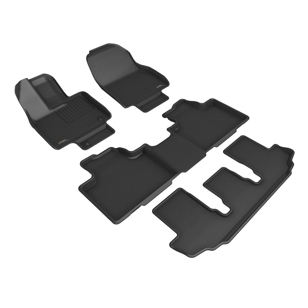 3D MAXpider Floor Liner, Kagu, Custom Fit, Raised Ridge, Black, Thermoplastic Rubber of Carbon Fiber Texture, 4 Piece – L1TY28001509