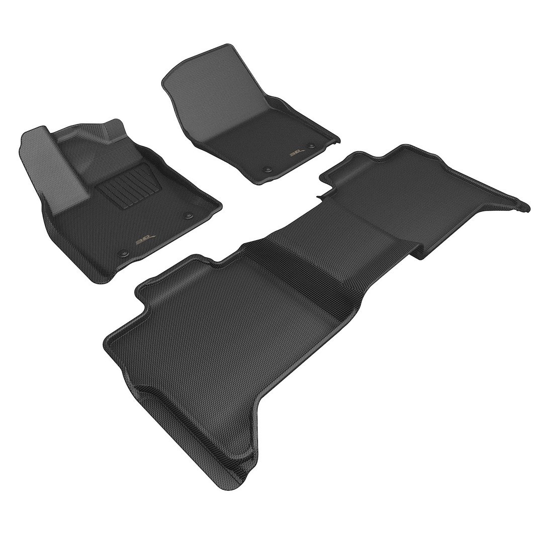 3D MAXpider Floor Liner, Kagu, Custom Fit, Raised Ridge, Black, Thermoplastic Rubber of Carbon Fiber Texture, 3 Piece – L1TY28801509