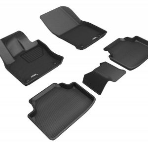 3D MAXpider Floor Liner, Kagu, Custom Fit, Raised Ridge, Black, Thermoplastic Rubber of Carbon Fiber Texture, 5 Piece – L1VW09701509