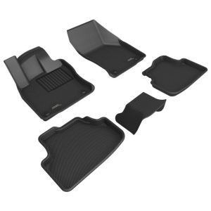 3D MAXpider Floor Liner, Kagu, Custom Fit, Raised Ridge, Black, Thermoplastic Rubber of Carbon Fiber Texture, 5 Piece – L1VW12201509