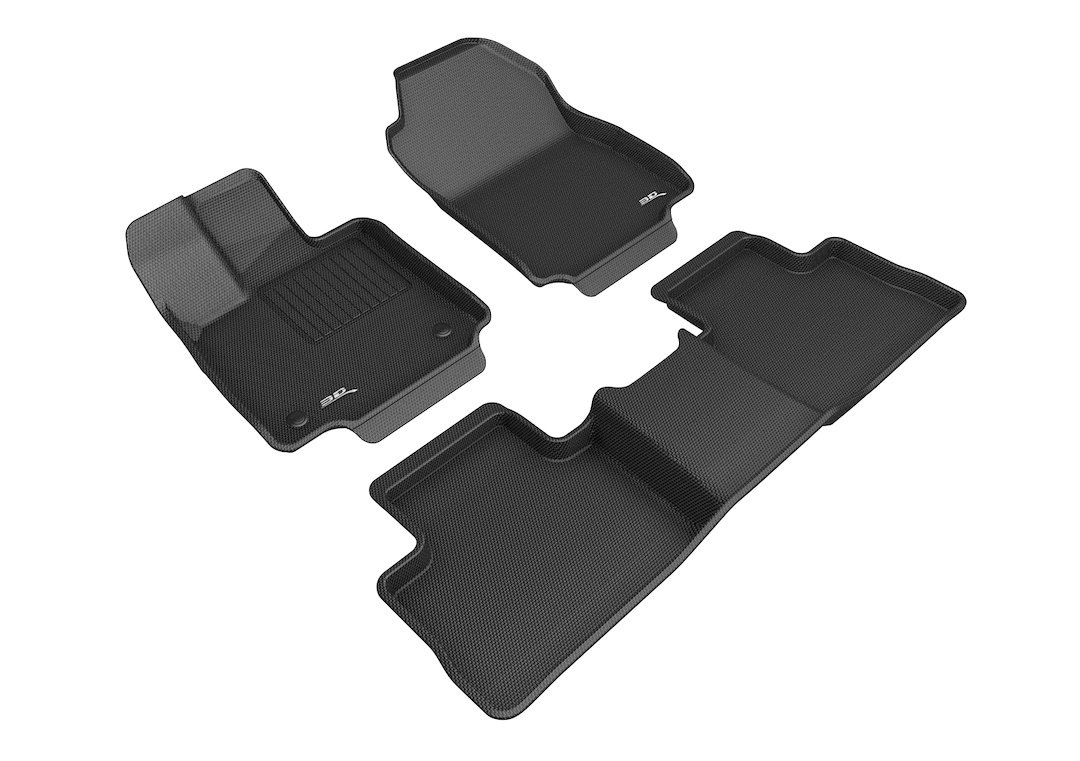 3D MAXpider Floor Liner, Kagu, Custom Fit, Raised Edge, Black, Thermoplastic Rubber of Carbon Fiber Texture, 3 Piece – L1TY25501509