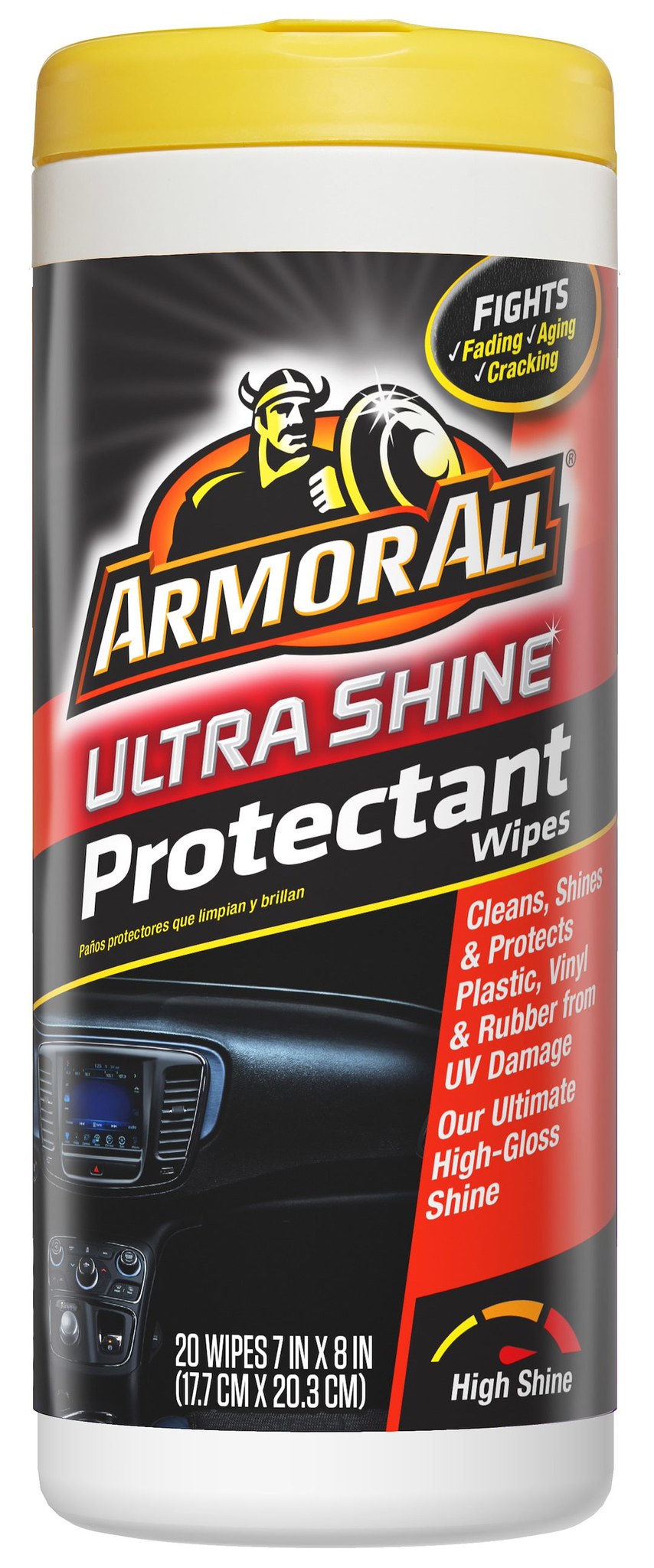 Armor All Vinyl Protectant, Ultra Shine, Single Canister of 20 Wipes – 9766B
