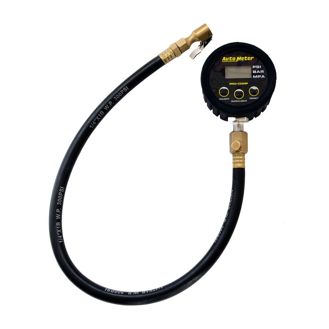 AutoMeter Tire Pressure Gauge, Pro-Comp ™, 2-1/2 Inch Digital Display, 24 Inch Hose, 0-50 Pounds Per Square Inch (PSI) – 2163