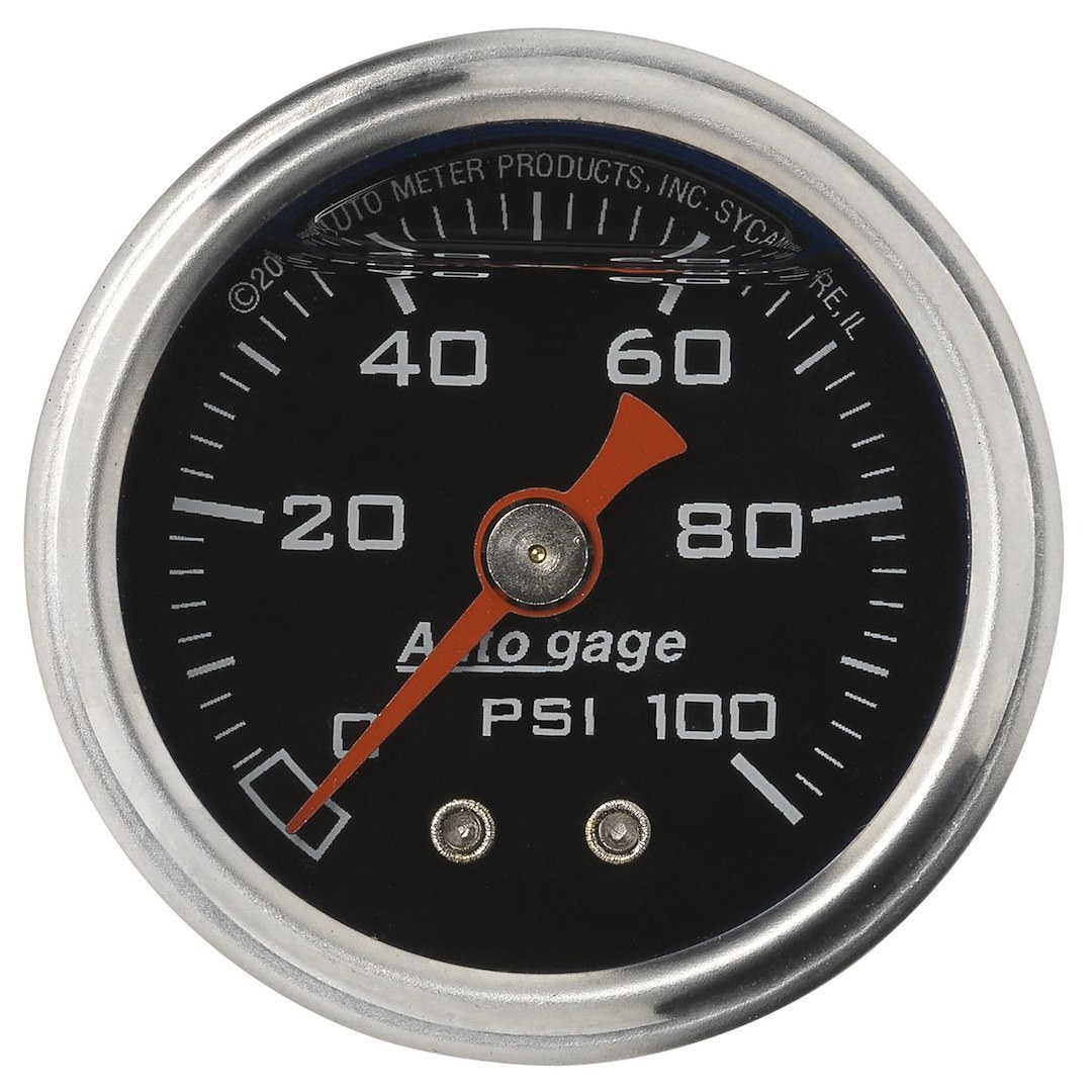 AutoMeter Gauge Fuel Pressure, Autogage ®, 1-1/2 Inch, Full Sweep Mechanical, 0-100 PSI, Analog, Without Isolator – 2174