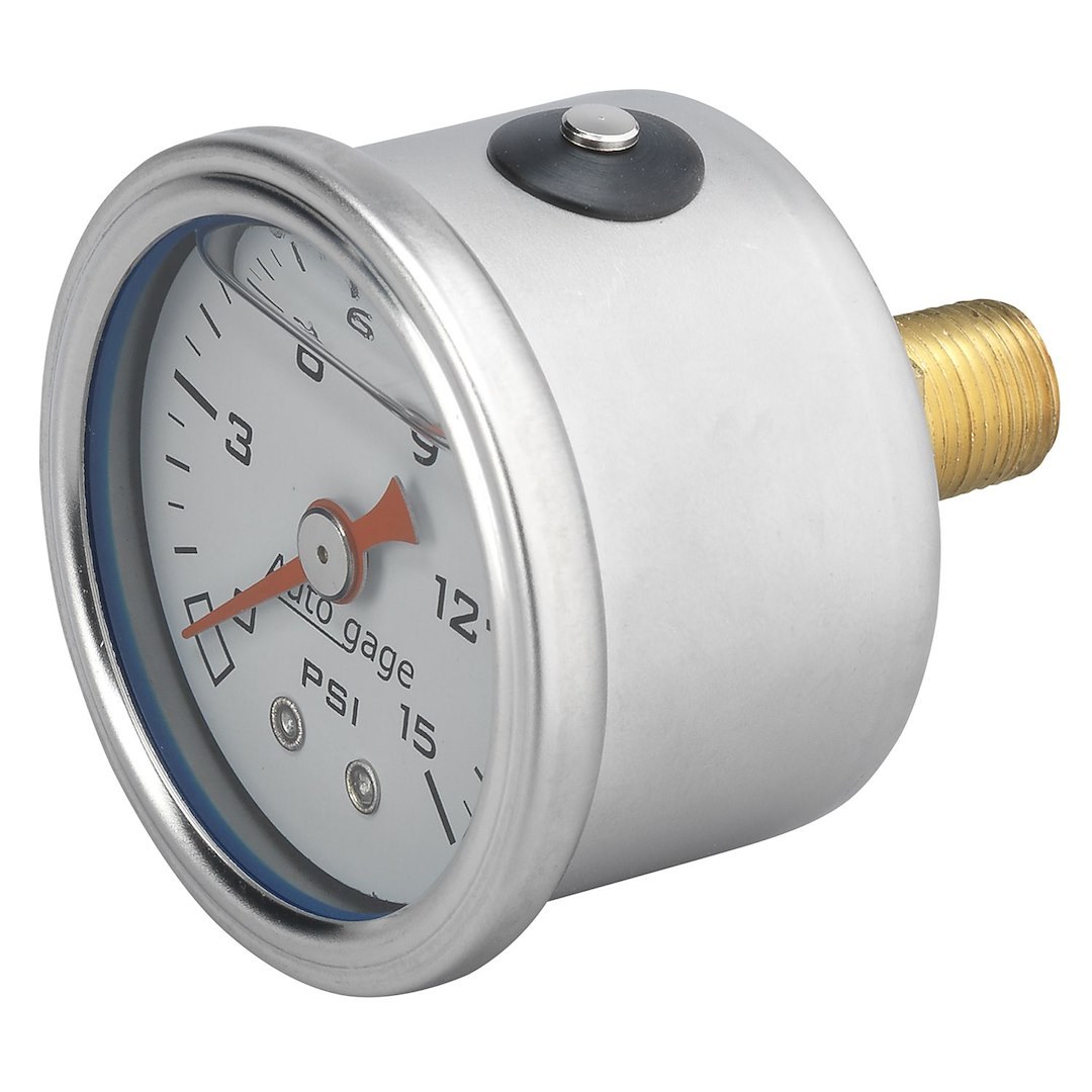 AutoMeter Gauge Fuel Pressure, Autogage ®, 1-1/2 Inch, Full Sweep Mechanical, 0-15 PSI, Analog, Without Isolator – 2175