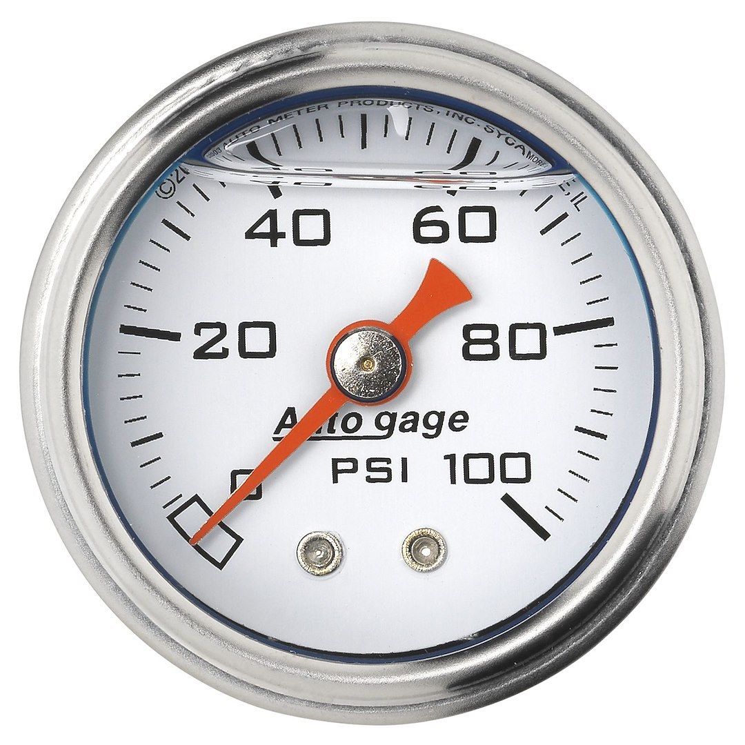AutoMeter Gauge Fuel Pressure, Autogage ®, 1-1/2 Inch, Full Sweep Mechanical, 0-100 PSI, Analog, Without Isolator – 2177