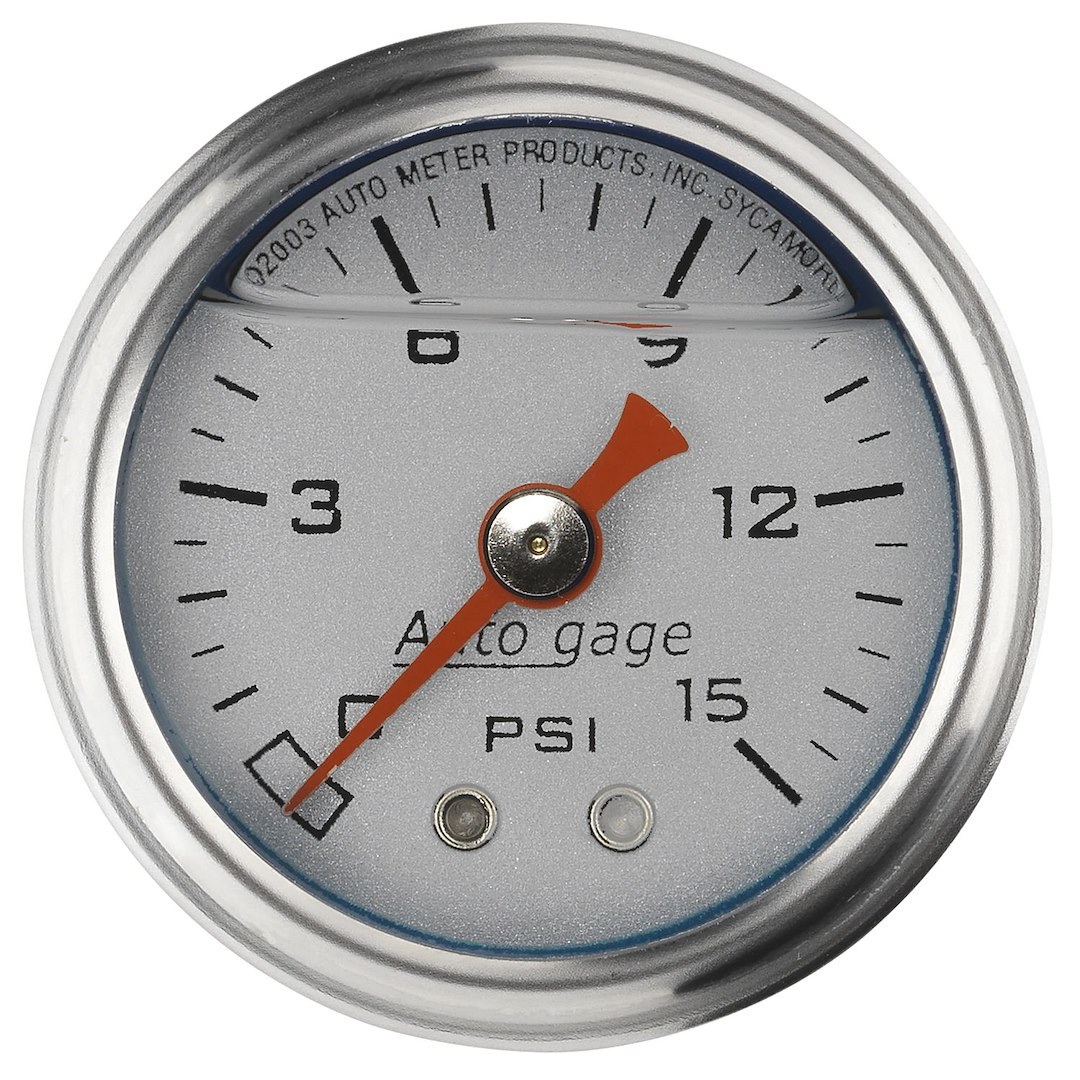 AutoMeter Gauge Fuel Pressure, Autogage ®, 1-1/2 Inch, Full Sweep Mechanical, 0-15 PSI, Analog, Without Isolator – 2178