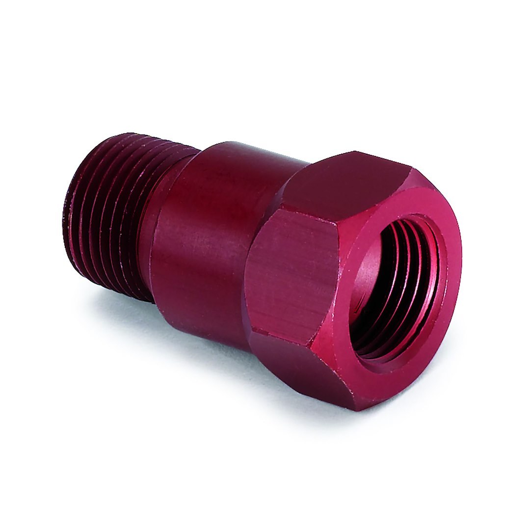 AutoMeter Adapter Fitting, 5/8 Inch Female to 3/8 Inch Male, Red, Aluminum, Single – 2272