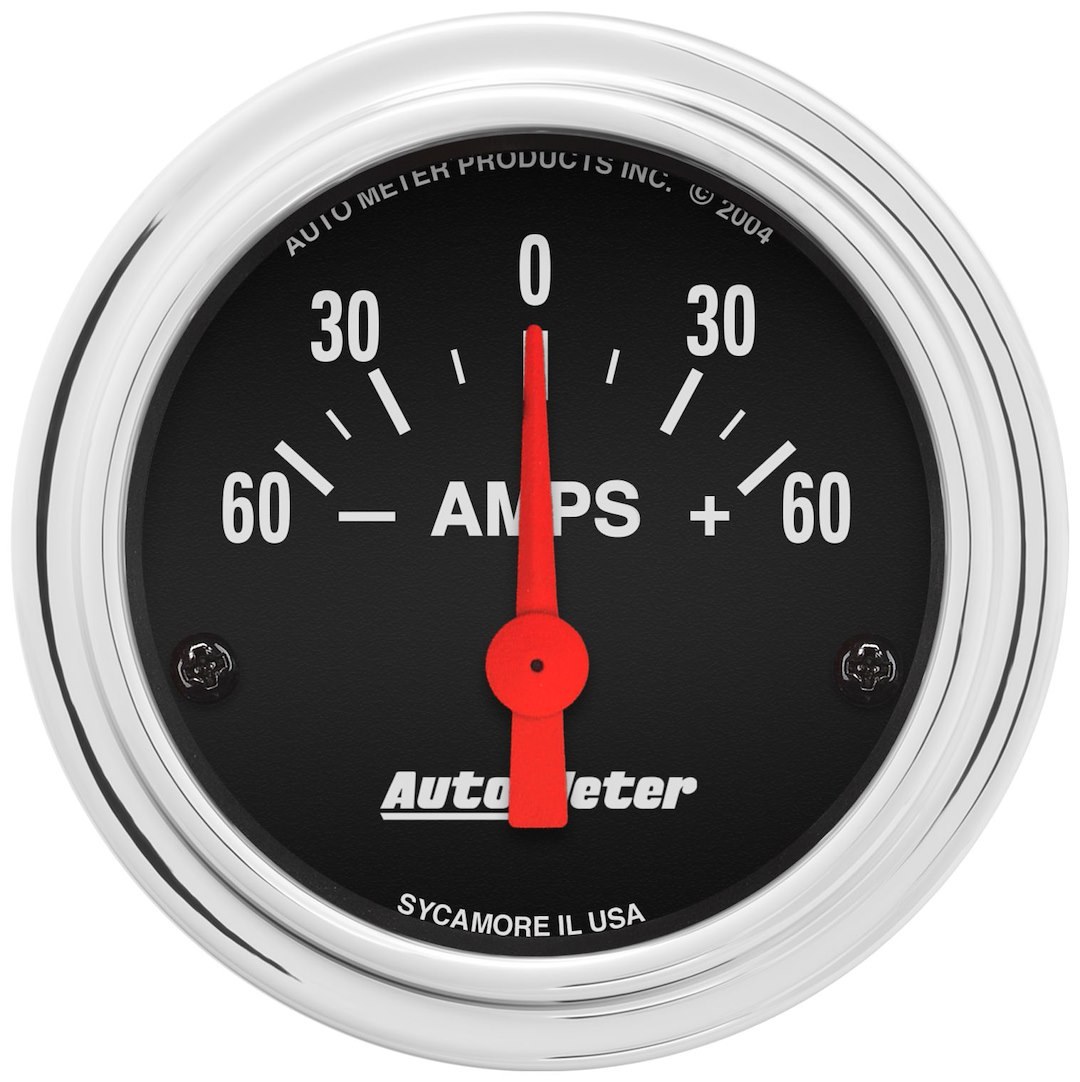 AutoMeter Gauge Amp Meter, Traditional, 2-1/16 Inch, Short Sweep Electric, 60-0-60 Amps, Analog, Black Face/ Chrome Bezel Orange Needle – 2586