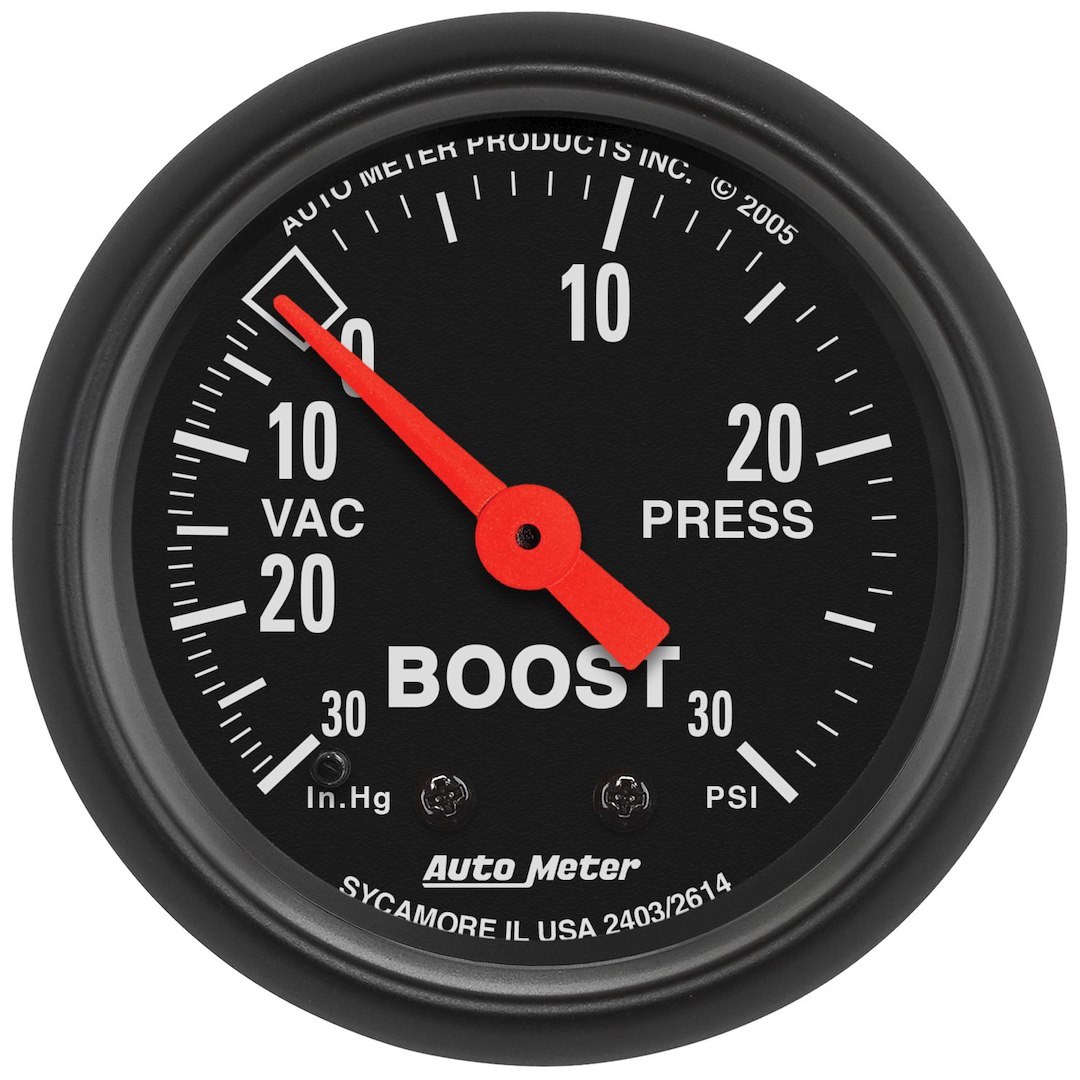 AutoMeter Gauge Boost/ Vacuum, Z-Series ™, 2-1/16 Inch, Full Sweep Mechanical, 30 IN. Hg-Vac/30 PSI, Analog – 2614