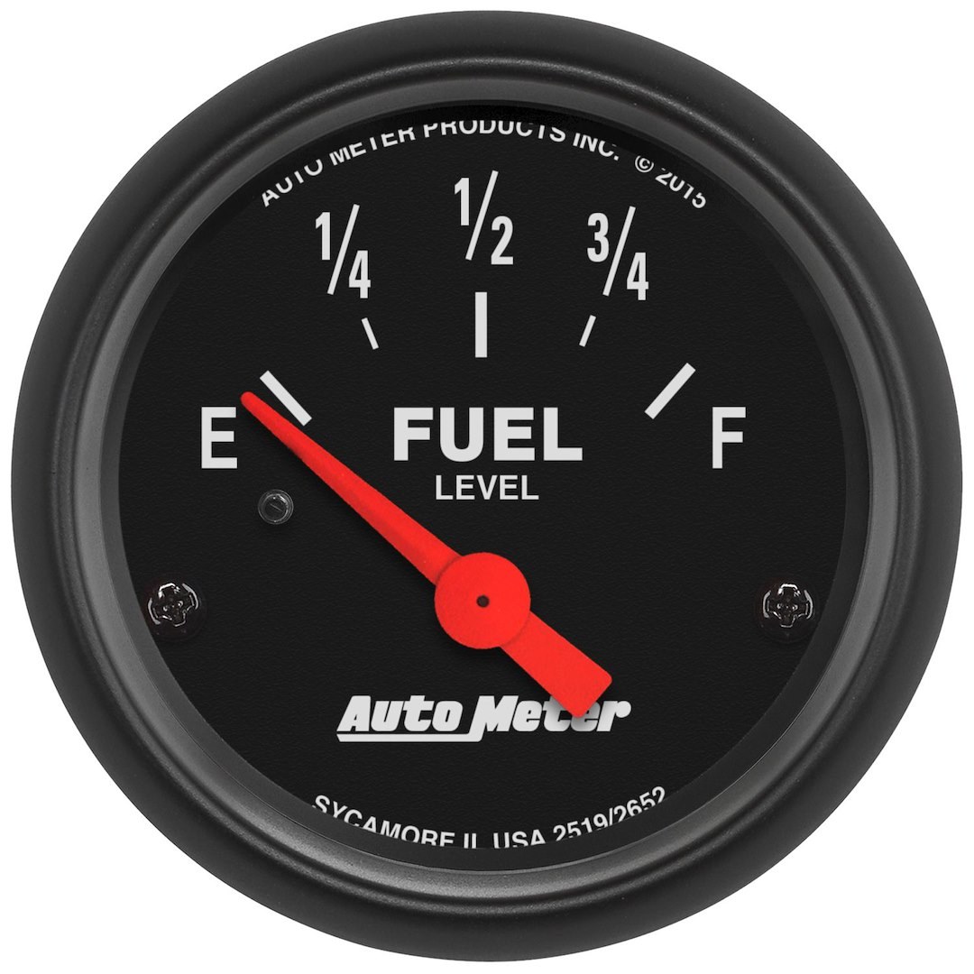 AutoMeter Gauge Fuel Level, Z-Series ™, 2-1/16 Inch, Short Sweep Electric, Analog, 73 Ohms Empty/ 100 Ohms Full – 2652