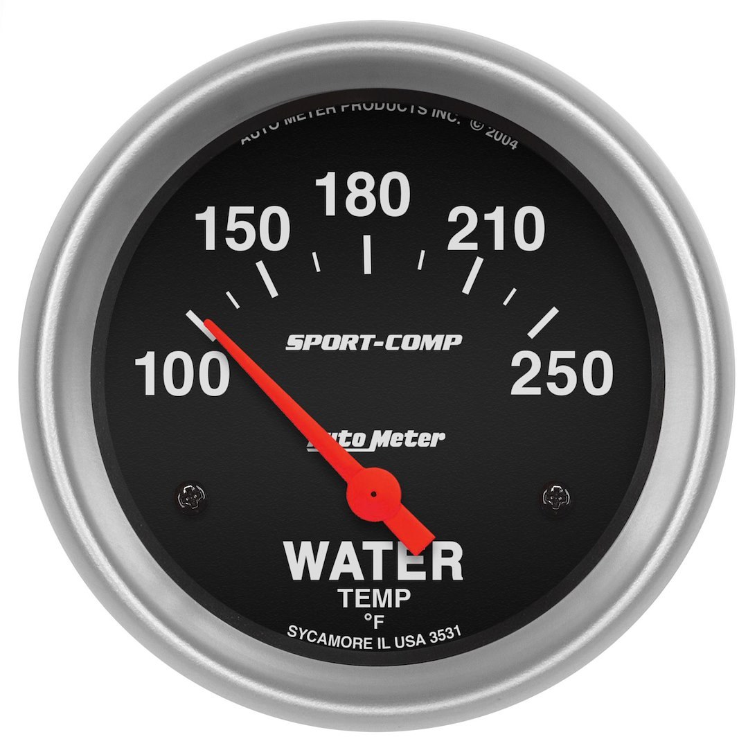 AutoMeter Gauge Water Temperature, Sport-Comp ™, 2-5/8 Inch, Short Sweep Electric, Analog, 100-250 Degrees F – 3531