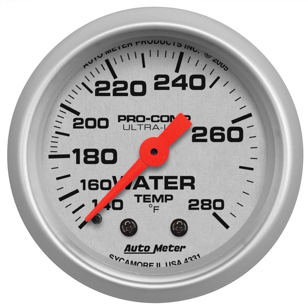 AutoMeter Gauge Water Temperature, Ultra-Lite ®, 2-1/16 Inch, Full Sweep Mechanical, Analog, 140-280 Degrees F – 4331