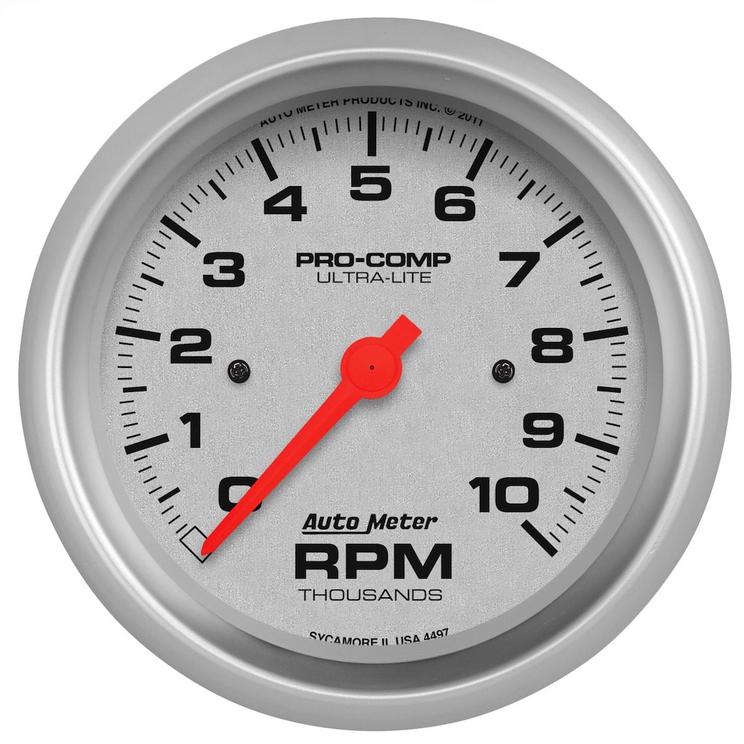 AutoMeter Tachometer, Ultra-Lite ®, Aftermarket, 3-3/8 Inch, Full Sweep IN Dash, Analog, 0-10000 RPM, Without Peak Memory and Warning Indicator – 4497