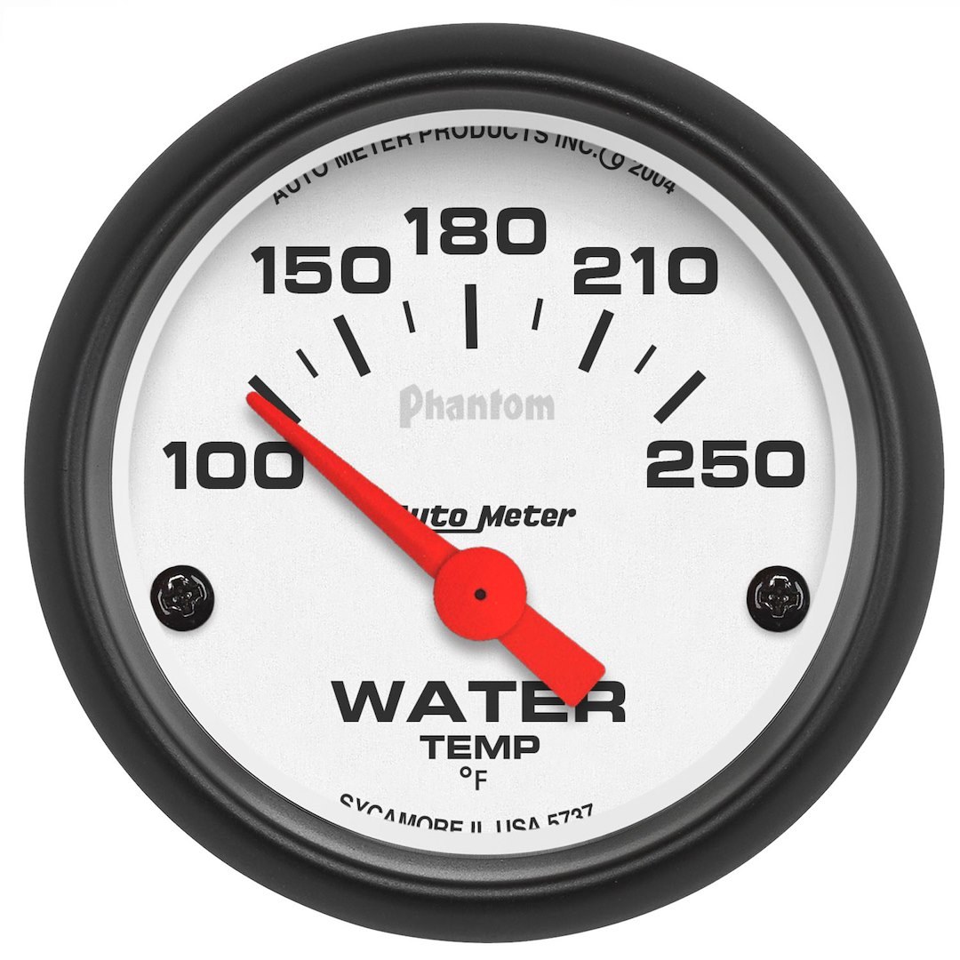 AutoMeter Gauge Water Temperature, Phantom ®, 2-1/16 Inch, Short Sweep Electric, Analog, 100-250 Degrees F – 5737