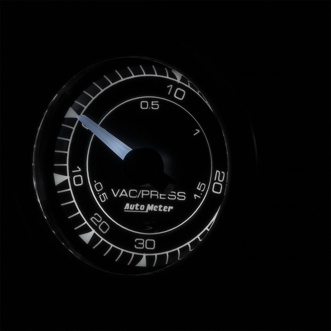 AutoMeter Gauge Boost/ Vacuum, Chrono, 2-1/16 Inch, Full Sweep Electric, 30 IN Hg-Vac/30 PSI, Analog, Without Warning Indicator and Peak Memory – 8159