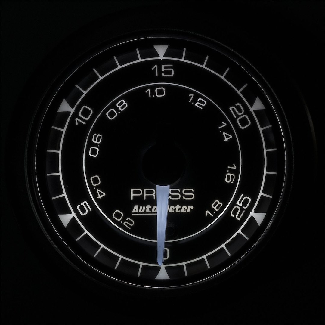 AutoMeter Gauge Fuel Pressure, Chrono, 2-1/16 Inch, Full Sweep Electric, 0-30 PSI, Analog, Without Isolator – 8164