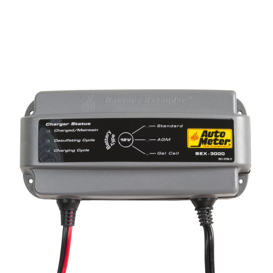AutoMeter Battery Charger, Battery Extender ®, For All 12 Volt Lead Acid Batteries, 3.0 Amp Charging Current – BEX-3000
