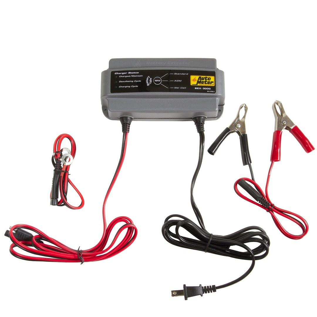 AutoMeter Battery Charger, Battery Extender ®, For All 12 Volt Lead Acid Batteries, 3.0 Amp Charging Current – BEX-3000