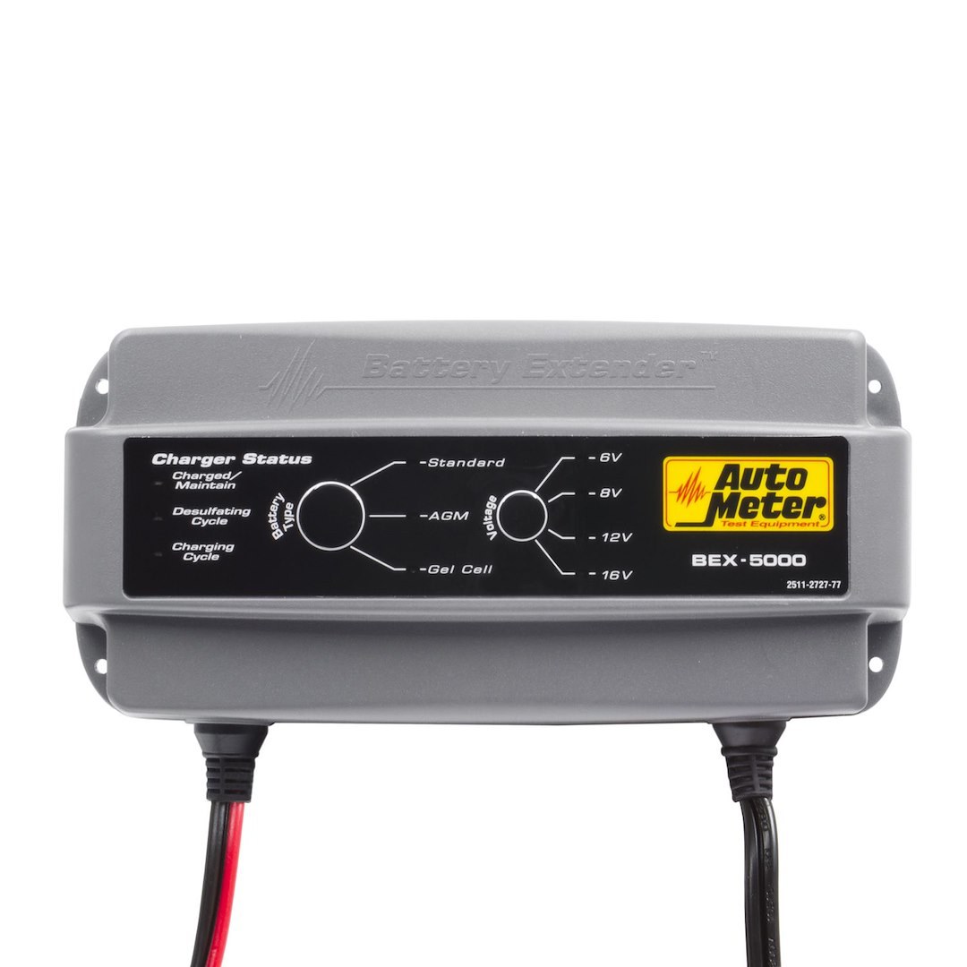 AutoMeter Battery Charger, Battery Extender ®, For 6/ 8/ 12 and 16 Volt Lead Acid Batteries, Fully Automatic – BEX-5000