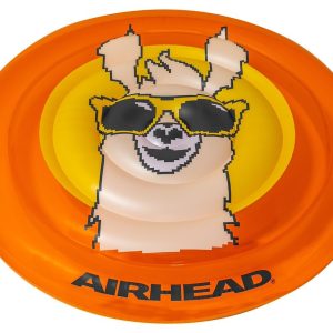 Airhead Float Tube, Pool Float, 62 Inch When Deflated, Orange, With Llama Graphics Cool Pixelated Design/ Cup Holder/ Safety Valve – AHPF-067