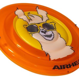 Airhead Float Tube, Pool Float, 62 Inch When Deflated, Orange, With Llama Graphics Cool Pixelated Design/ Cup Holder/ Safety Valve – AHPF-067