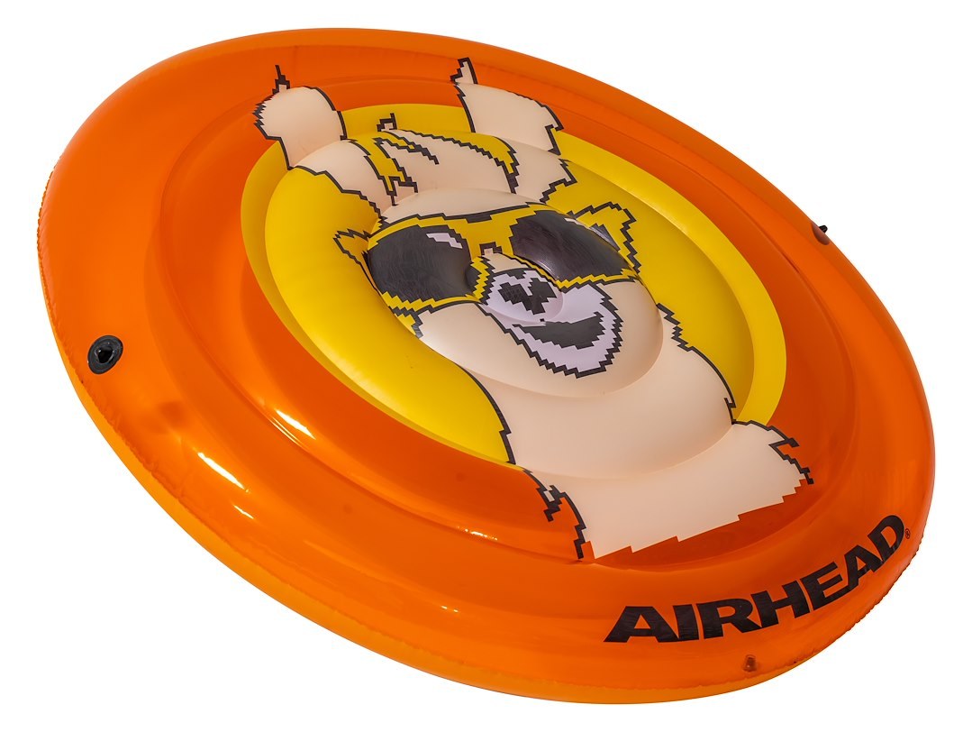 Airhead Float Tube, Pool Float, 62 Inch When Deflated, Orange, With Llama Graphics Cool Pixelated Design/ Cup Holder/ Safety Valve – AHPF-067