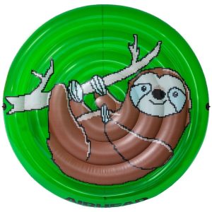 Airhead Float Tube, Pool Float, 62 Inch When Deflated, Green, With Sloth Graphics Cool Pixelated Design/ Cup Holder/ Safety Valve – AHPF-068