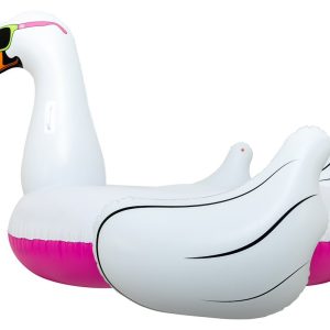 Airhead Float Tube, Cool Swan Inflatable Pool Float, 70 Inch When Deflated, White, PVC, With Dual Molded Handles/ Cup Holder/ Safety Valve – AHPF-3018