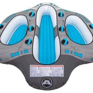 Airhead Towable Tube, Quadra Cruiser, Cockpit Design, 1 to 4 Riders, Gray/ Blue, Nylon – AHTC-854