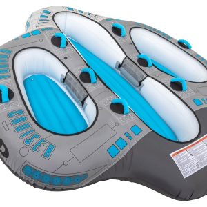 Airhead Towable Tube, Quadra Cruiser, Cockpit Design, 1 to 4 Riders, Gray/ Blue, Nylon – AHTC-854