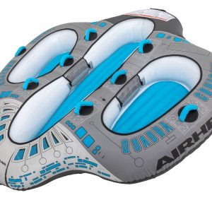Airhead Towable Tube, Quadra Cruiser, Cockpit Design, 1 to 4 Riders, Gray/ Blue, Nylon – AHTC-854