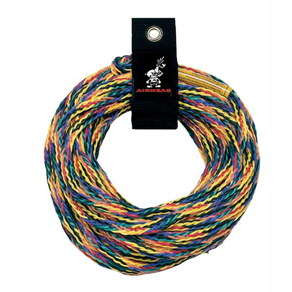 Airhead Towable Tube Tow Rope, Deluxe, For Use with 2 Riders, 60 Foot Length, 2375 Pound Break Strength, Black/ Yellow/ Green/ Red – AHTR-60