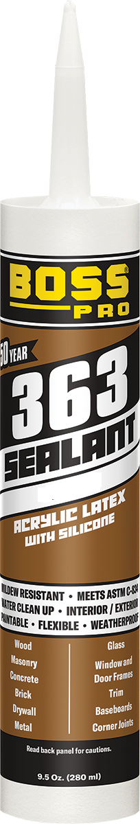 Accumetric Caulk Sealant, Boss ® 363, Use to Seal Around Baseboards/ Door Frames/ Windows/ Corner Joints and Siding Trims – 142298