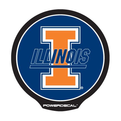 Axiz Group Decal, College, University of Illinois Logo, Backlit LED, Round, Blue/ Orange/ White, Black Plastic, 4.5 Inch Diameter – PWR400101