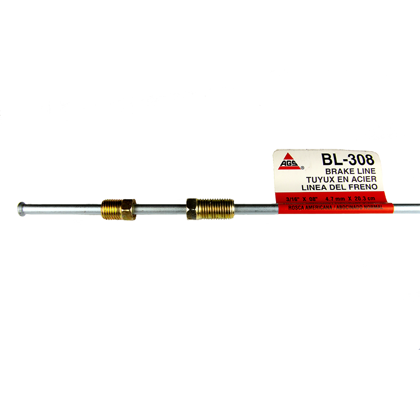 Ags Brake Line, Steel, 3/16 Inch Diameter, 8 Inch Length, For Domestic Vehicles, Single – BL-308